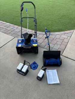 Snow Joe 24-Volt Cordless Snow Blower Bundle, 18-Inch Snow Clearing Deck, Auger Assit (w/Batteries, Dual Port Charger, Cover, Ice Dozer) (Original Kit