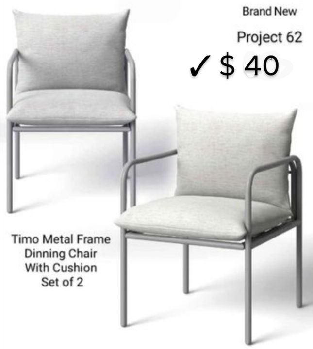 Brand New ( Set Of 2) Timo Metal Frame  Dining Chair With Cushion