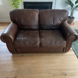 Restoration Hardware RH 66” leather loveseat sofa
