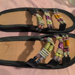 Brand New Beaded Strap Women's Sandals Size L