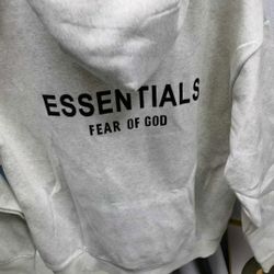 Grey Fear of God Essentials hoodie #streetwear