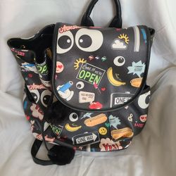 Dream Control BLACK Backpack Purse (12x14x5) Street Signs Graffiti Emoji Cartoon
