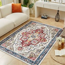 Vintage Traditional Medallion 5x7 Area Rug – Washable & Non-Slip