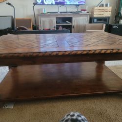 Solid Walnut Retro Antique Coffee Table And Matching End Tables 