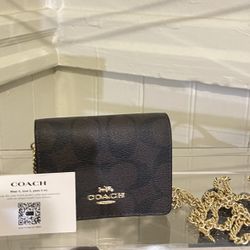 Coach  Mini Leather Purse Black And Brown 