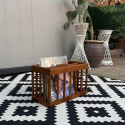 Vintage Mid Century Teak Magazine Rack . 
