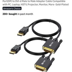 Displayport to DVI Cable 6 Feet/1.83M 2-Pack, Display Port(DP) to DVI-d Male to Male Adapter Cable Compatible with PC, Laptop, HDTV, Projector, Monito