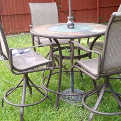 Five pc Outdoor High Top Patio Set. Normal Use With Umbrella 