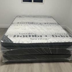 MATTRESS NEW QUEEN SIZE PILLOW-TOP AND BOX SPRING-2PCS-OFFER DELIVERY 