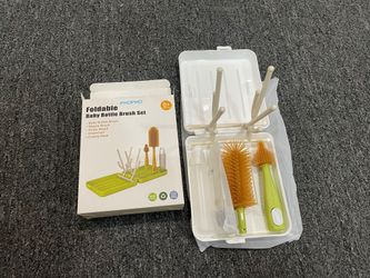 Bottle Cleaner Brush Set, 7 in 1 Bottle Brush Cleaner Baby, Home and Travel Bottle Brush Set Contain Bottle Brush, Nipple Brush, Straw Brush, Storage