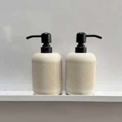 Beige Nude Neutral Japandi Scandinavian Farmhouse Soap Lotion Dispenser Bottle Pump Minimal