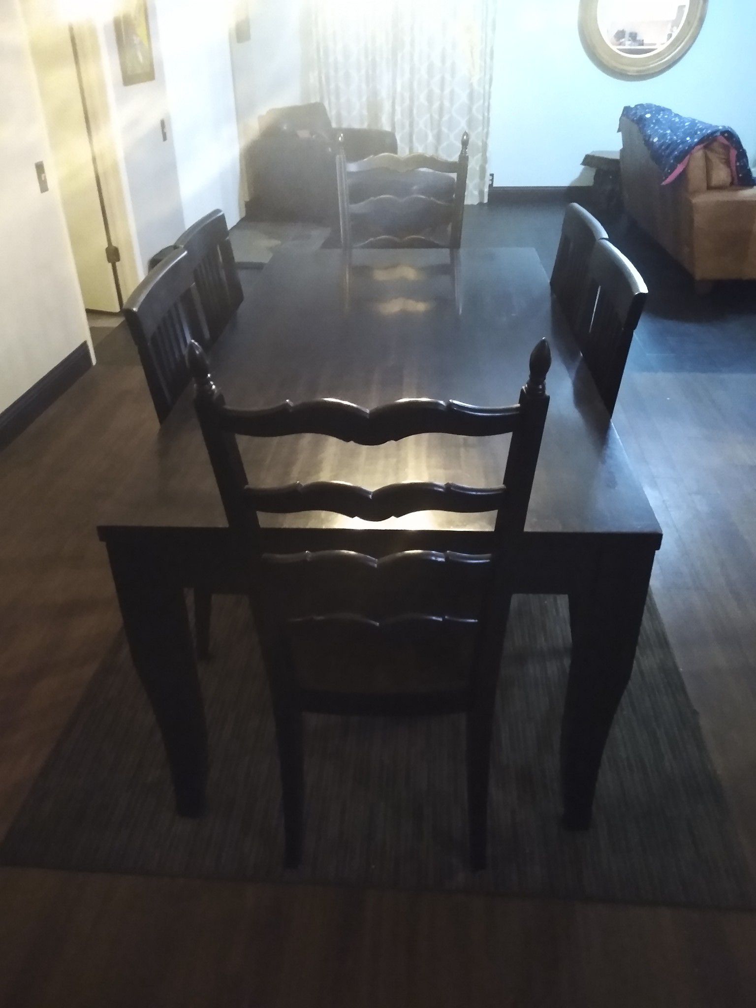 Dining room table and 6 chairs solid wood not cheap construction