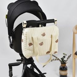 Baby Diaper Bear Tote Bag Stroller Organizer Pouches Handbag Embroidered Mommy Bag