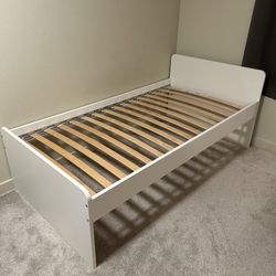 Bed frame with slatted bed base, white, Twin