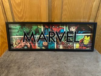 Marvel Comics Retro Framed Wall Art 10x30 Panoramic Avengers Sign