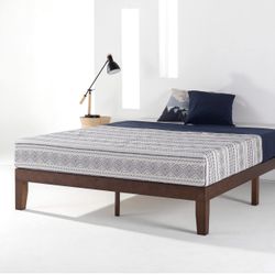New In A Box Wood Queen  Size Platform Bed Frame $130 Or $330 With 10” Gel Memory Foam Hybrid Mattress