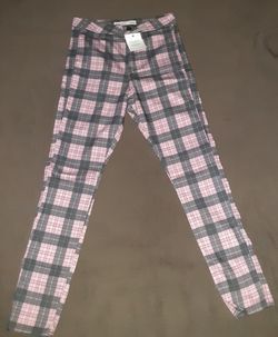 Plaid pink and black pants