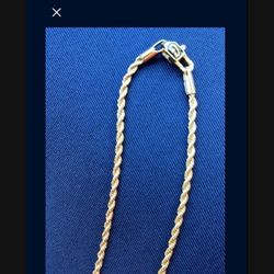 $60 2mm Rope Bracelet 18k Gold Plated  