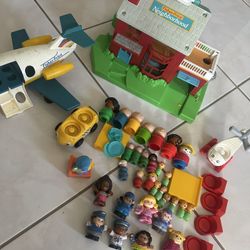Vintage Fisher Price Little People And Accessories+airplane, House, Generations