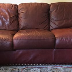 Burgundy Leather Couch Set