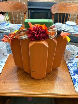 Rustic wood handmade pumpkin