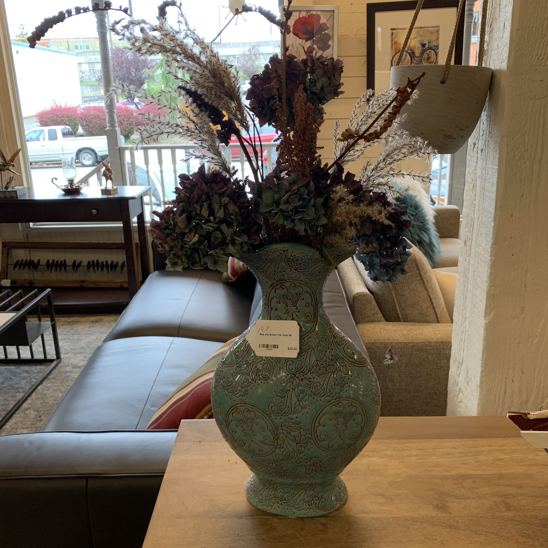 Blue And Brown Tall Vase