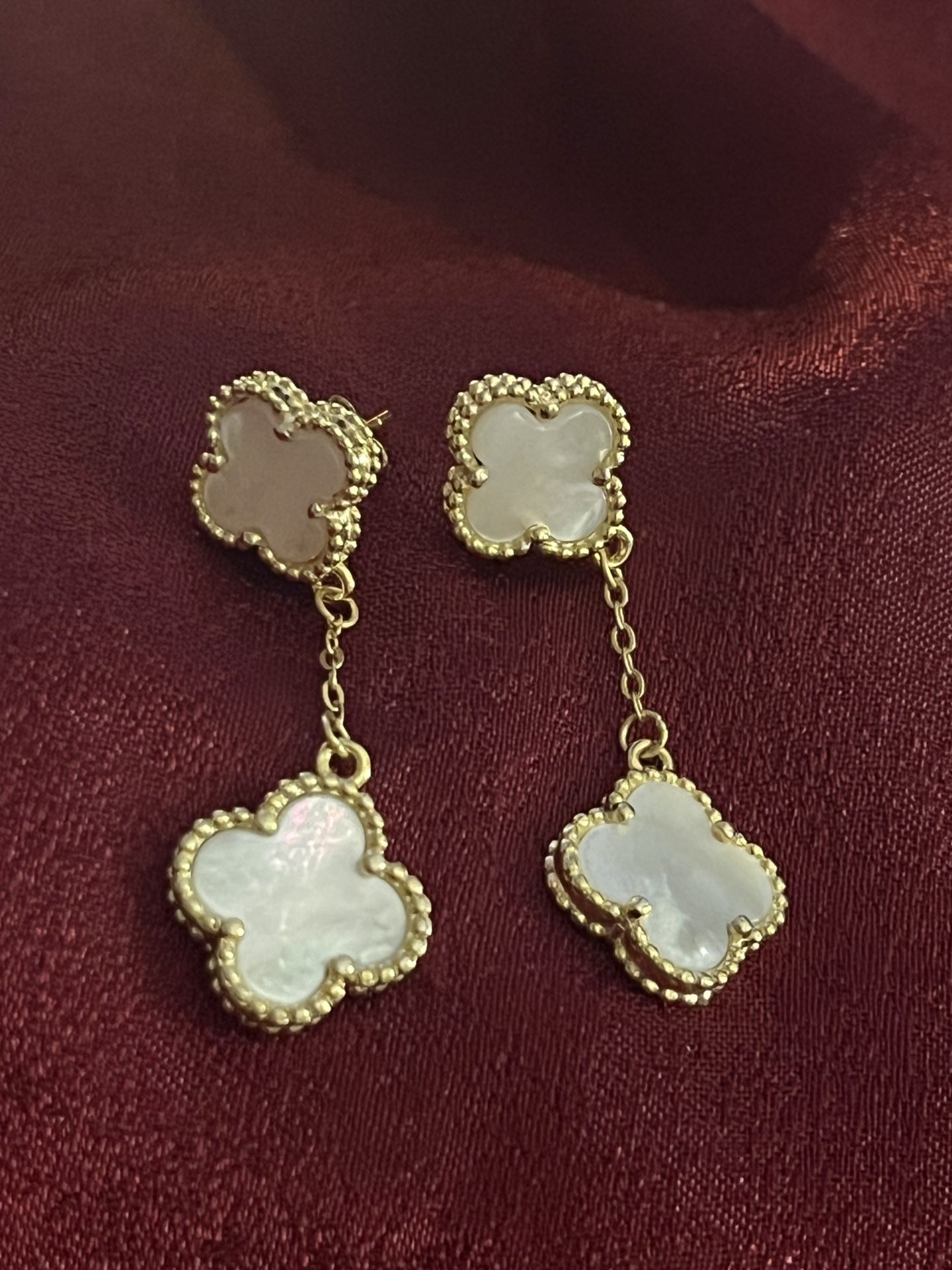 Mother Of Pearl Motif Earrings YG Plated