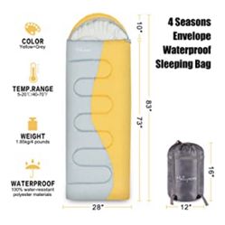 4 Seasons Envelope Sleeping Bag for Camping/Hiking/Backpacking, Easy to Compress and Water-Resistant