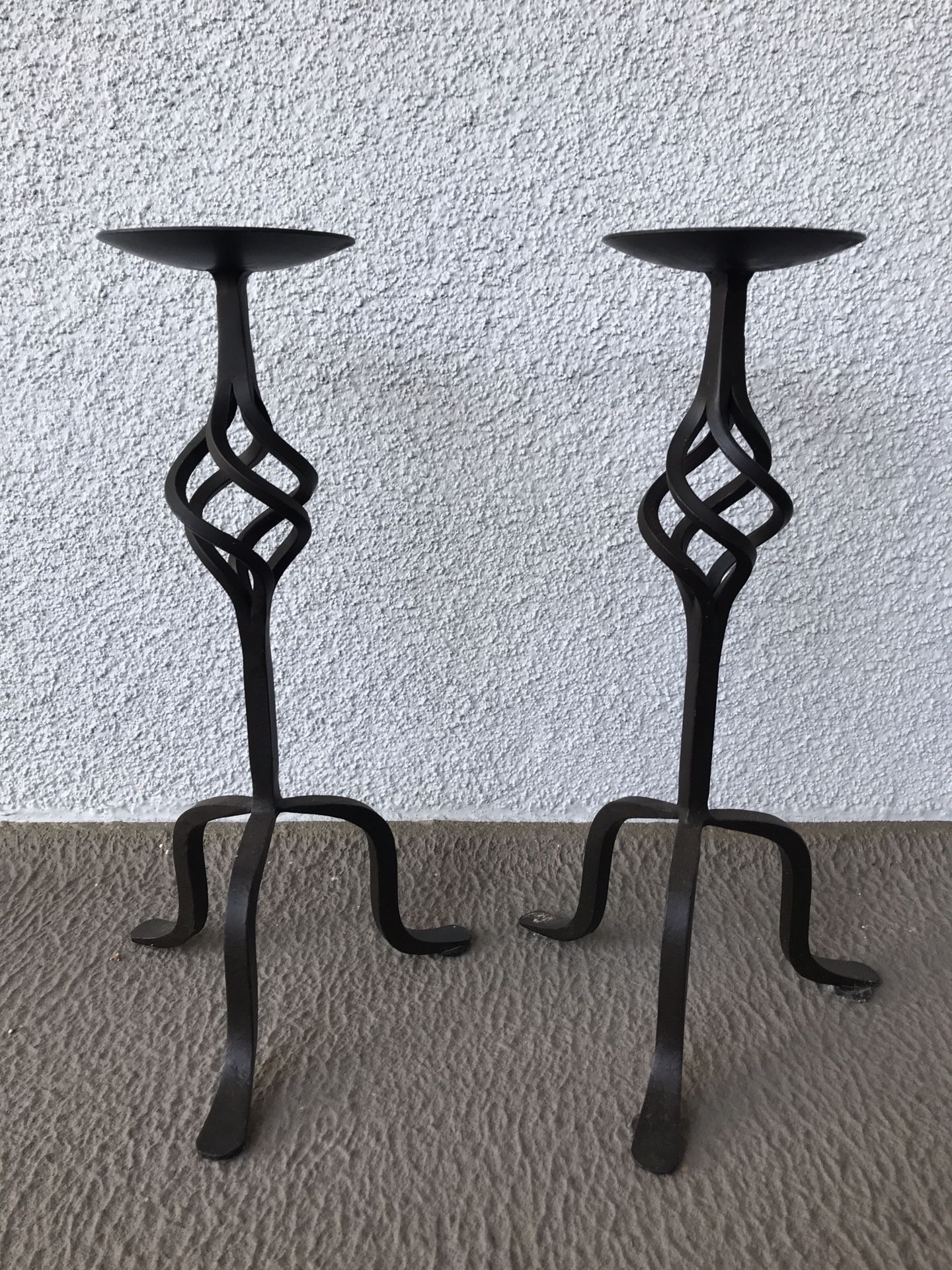 Two Black iron Candle Holders