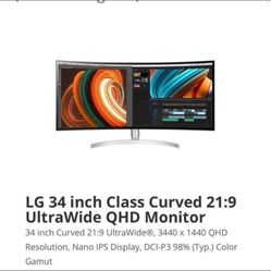 LG 34” Curved Gaming Monitor 