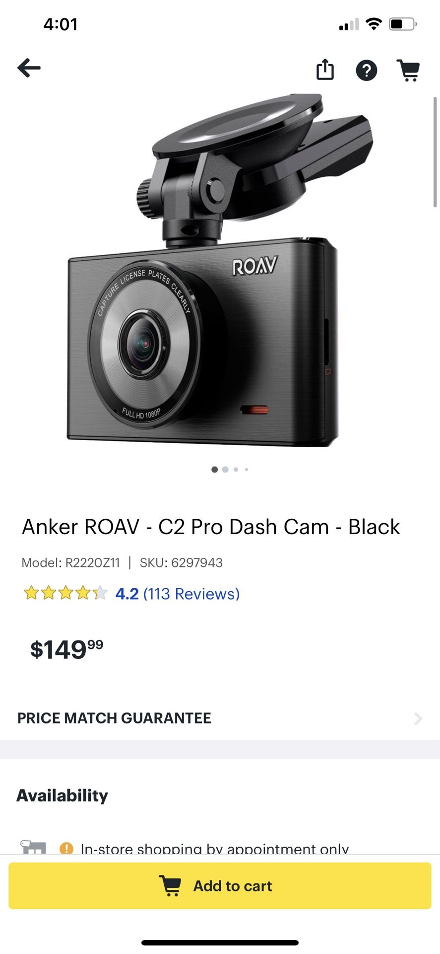 Anker ROAV Anker ROAV - C2 Pro Dash Cam - Black Model:R2220Z11