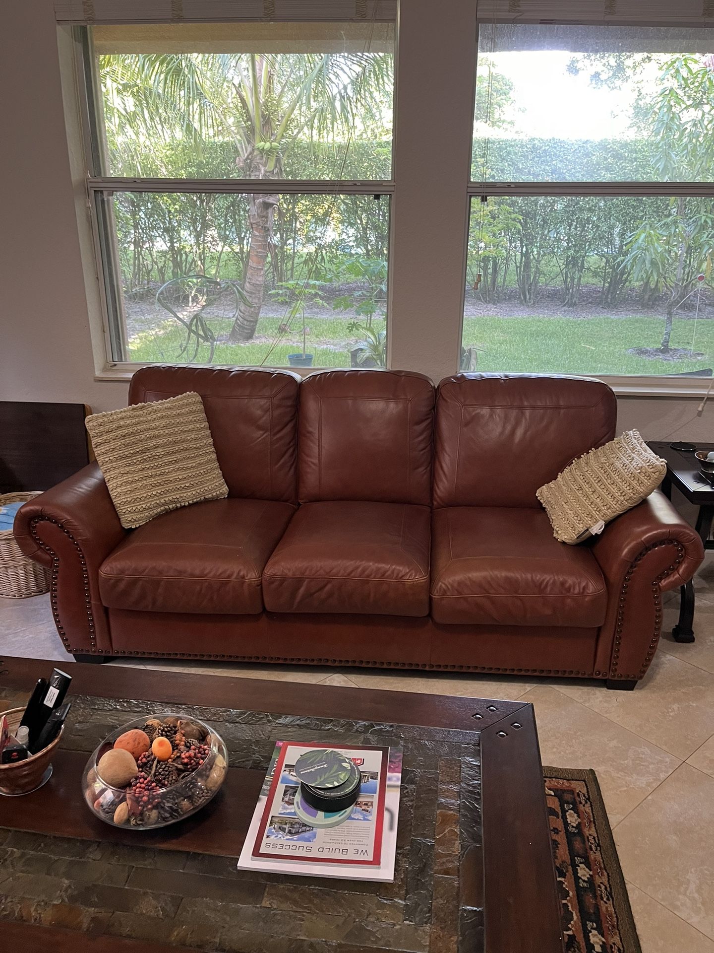 REAL GENUINE LEATHER SOFA/ COUCH/ WAS $1,200/ ASKING $599