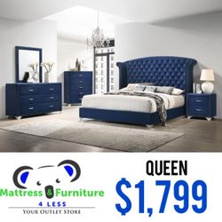 Melody 5-Piece Queen Bedroom Set Pacific Blue