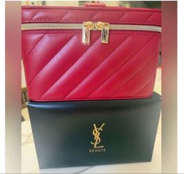 Yves Saint Laurent YSL Beauté Red Quilted Vanity Case