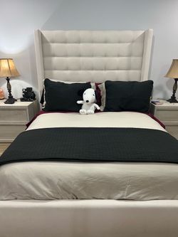WOW!!! GORGEOUS UPHOLSTERED QUEEN BED AND MATTRESS!!!