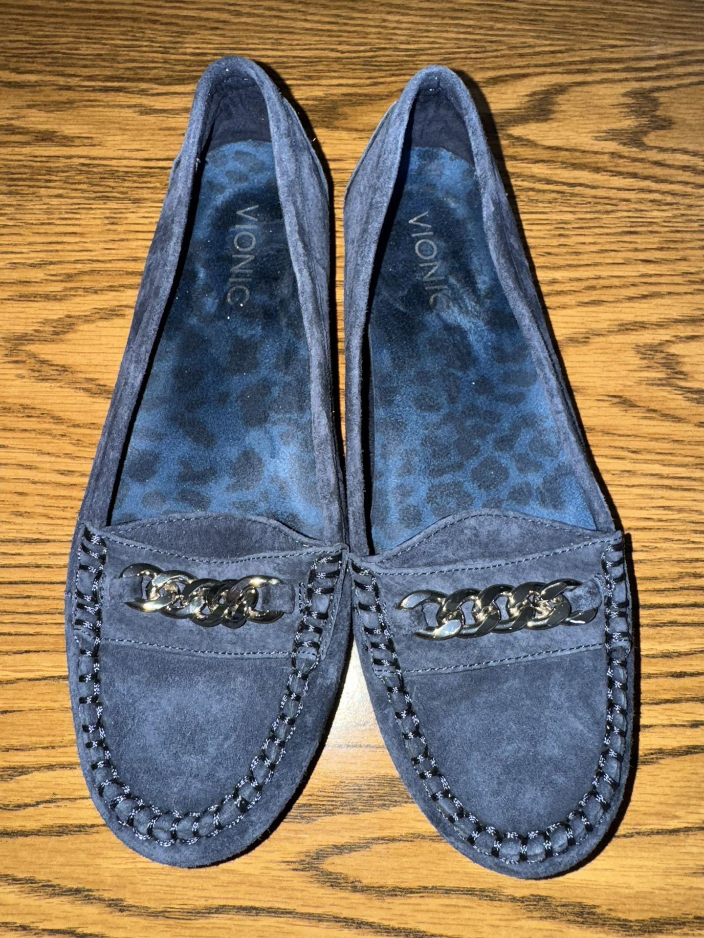 Vionic Leather Slip On Shoes Blue and Black- Black Brown White