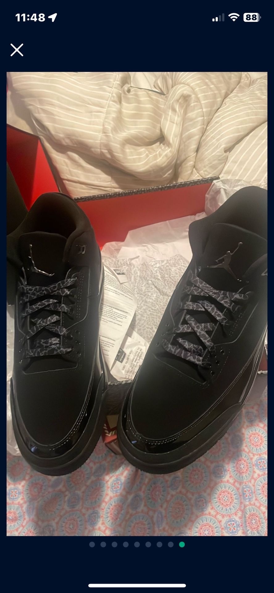 Air Jordan’s 3s Black Cats 🐈‍⬛ Size 12