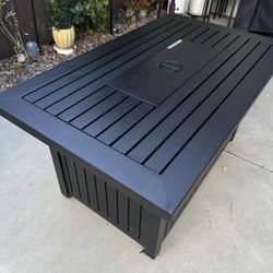 Large Aluminum-Style Propane Fire Table with Cover — $350 OBO
