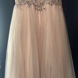 Rose Gold Custom Dress With Front Slit