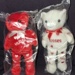 NEW!   Red Hugs Bear, White Kisses Bear, Pair.