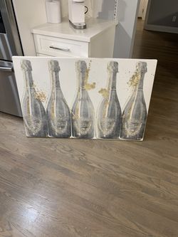 Z Gallerie Glittery Champagne Bottle Painting