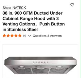 36" UNDERCABINET RANGE HOOD NEW