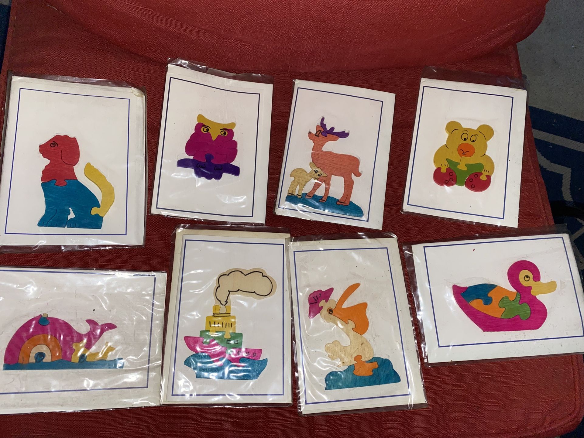 Set Of 8 Handmade Greek Wooden Puzzle Cards Imported From Greece