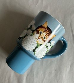 Vintage 16-oz Tabby Cat in Flowers Oversized Mug