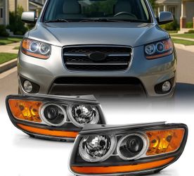 Pair 2007-2012 Hyundai Santa Fe Headlights Left Right side headlamp