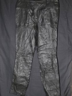 Context Vintage 100% Leather Pants Womens Size 6 Black Straight Bootcut Goth