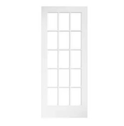 eightdoors 36 in. x 80 in. Clear Glass 15-Lite True Divided White Finished Solid French Interior Doo