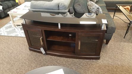 Glass top espresso finish tv stand. 60 inch wide