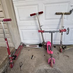 four Razor pink adjustable scooters All $40