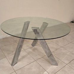 ROUND GLASS DINING TABLE (NO CHAIRS)
